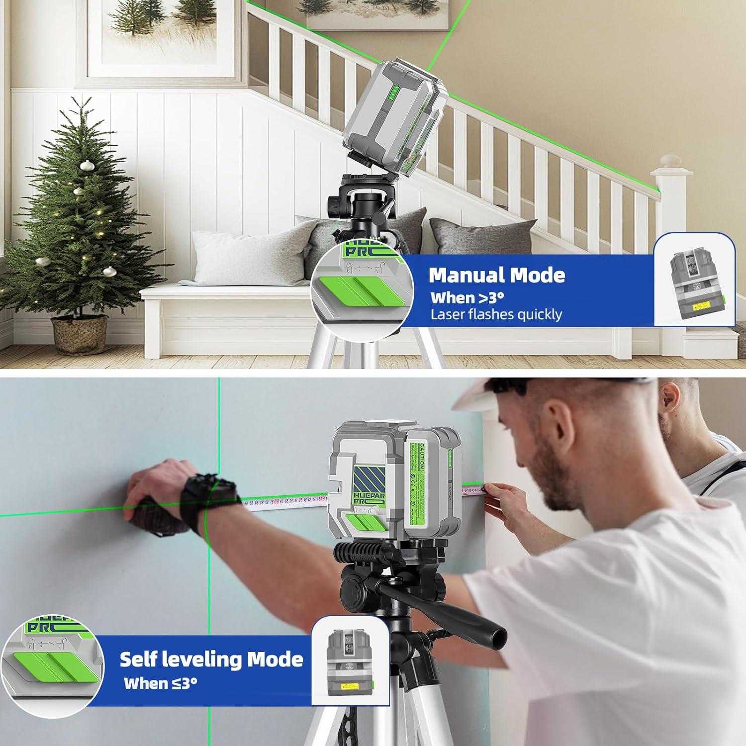 Nivel Láser Verde Huepar Pro GK011SG Autonivelante 18h