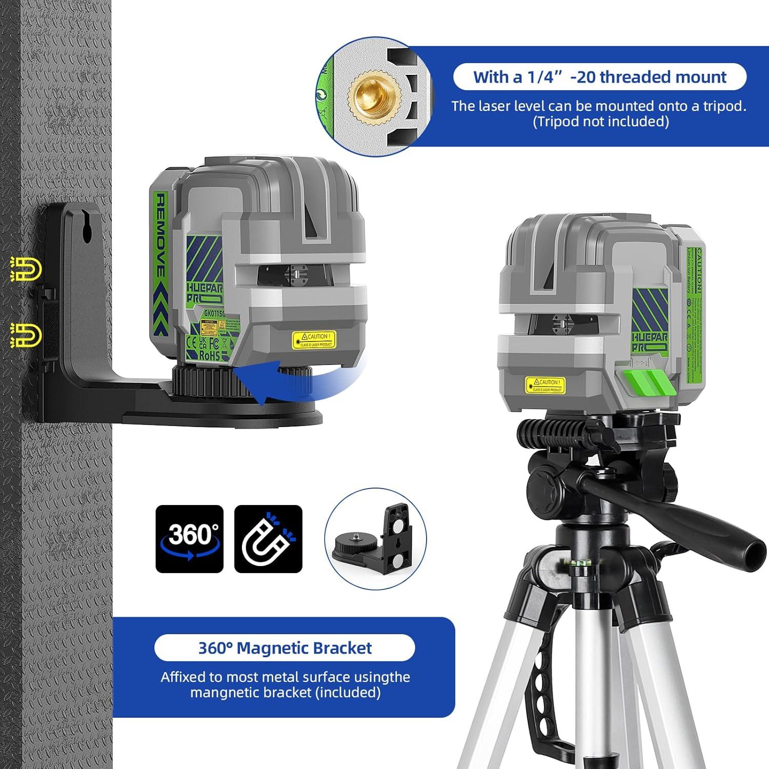 Nivel Láser Verde Huepar Pro GK011SG Autonivelante 18h