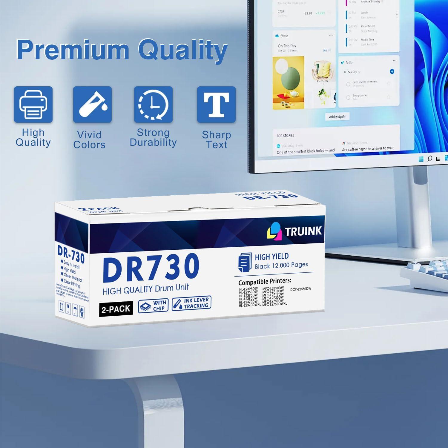 Unidad de tambor DR730 TRUINK 2 Paquete Compatible Brother