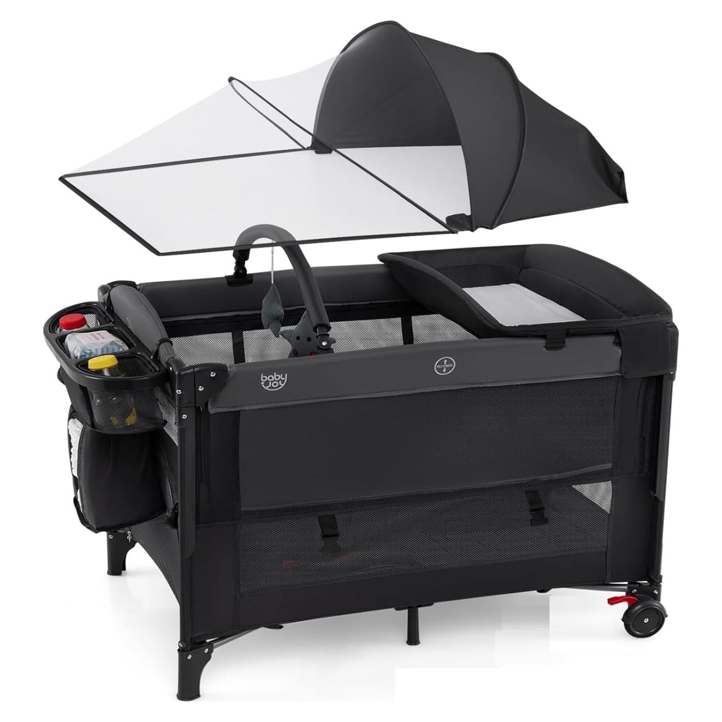 Cuna 5-en-1 BABY JOY Pack and Play con Dosel y Cambiador