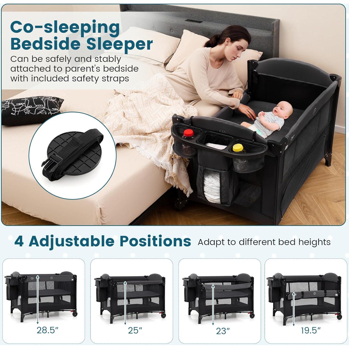 Cuna 5-en-1 BABY JOY Pack and Play con Dosel y Cambiador