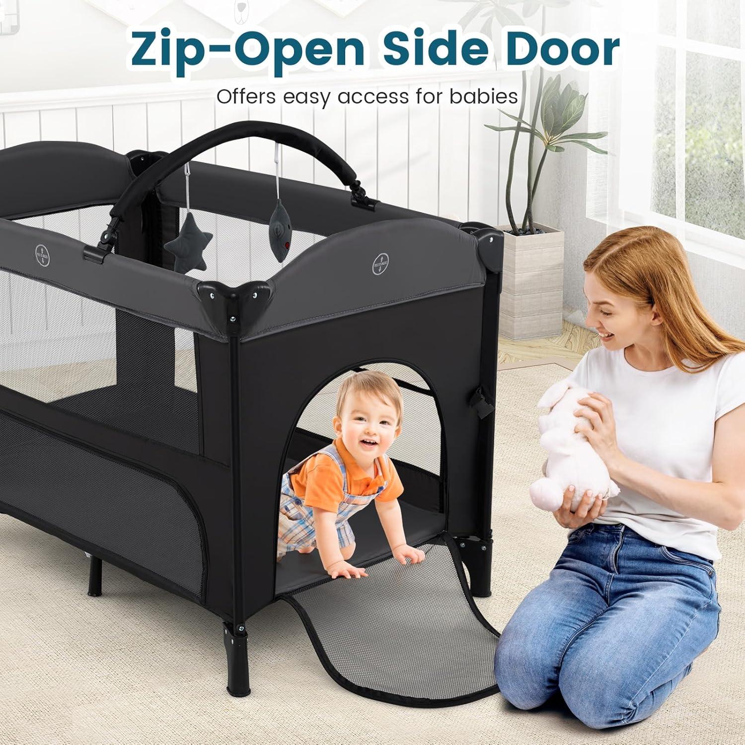 Cuna 5-en-1 BABY JOY Pack and Play con Dosel y Cambiador