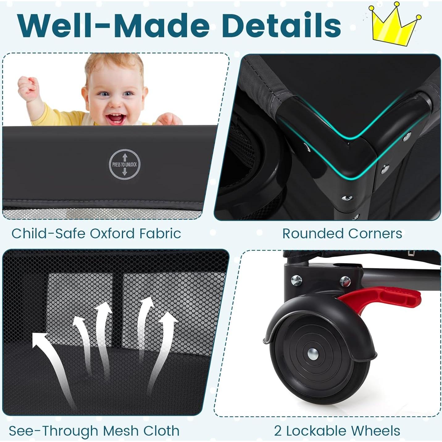Cuna 5-en-1 BABY JOY Pack and Play con Dosel y Cambiador