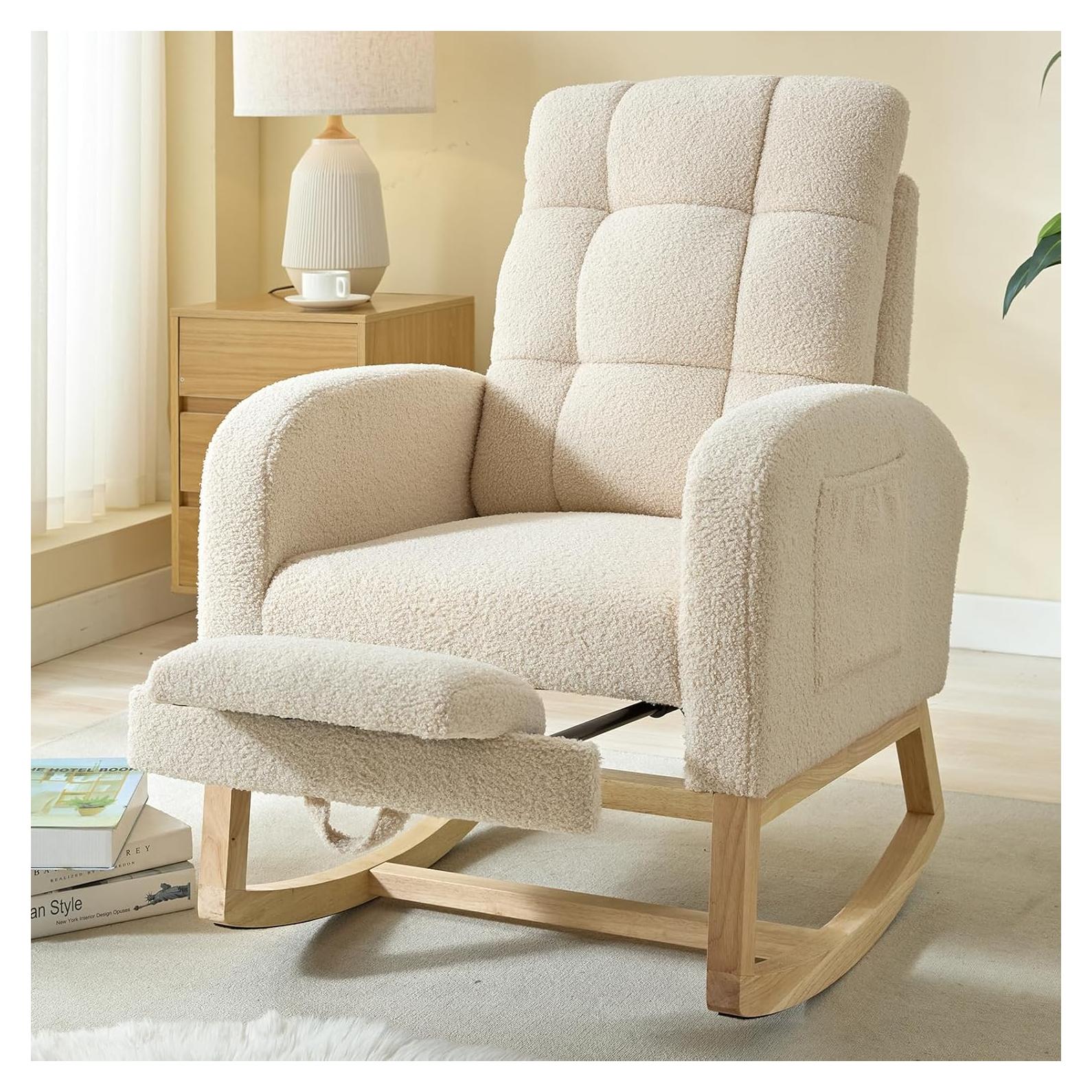 Silla Mecedora NIOIIKIT Moderna Tapizada para Guardería Albaricoque