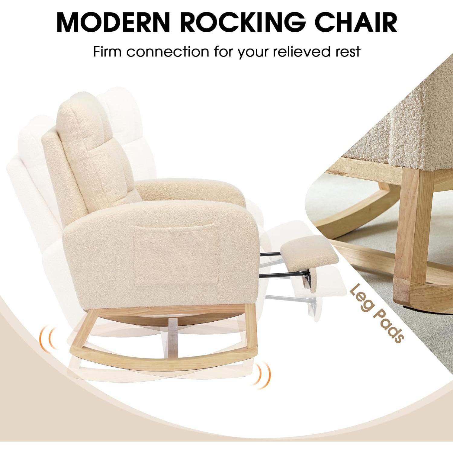 Silla Mecedora NIOIIKIT Moderna Tapizada para Guardería Albaricoque