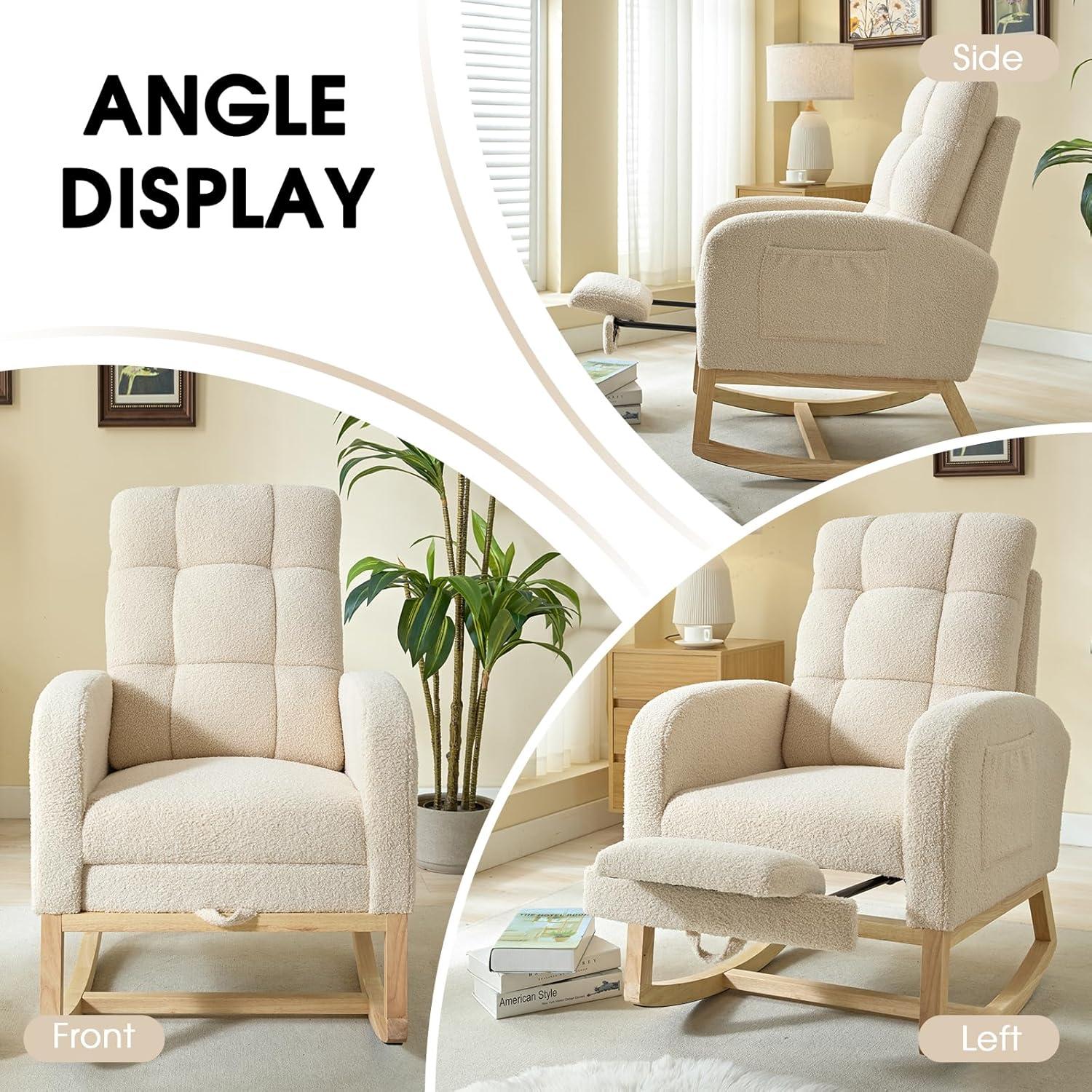 Silla Mecedora NIOIIKIT Moderna Tapizada para Guardería Albaricoque