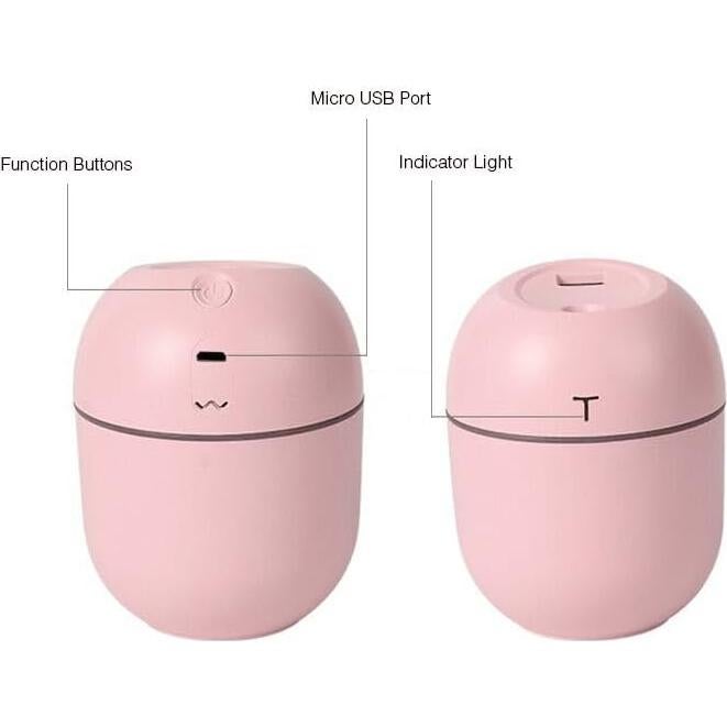 Mini Humidificador Ultrasónico MKent 220ML USB con Luz LED