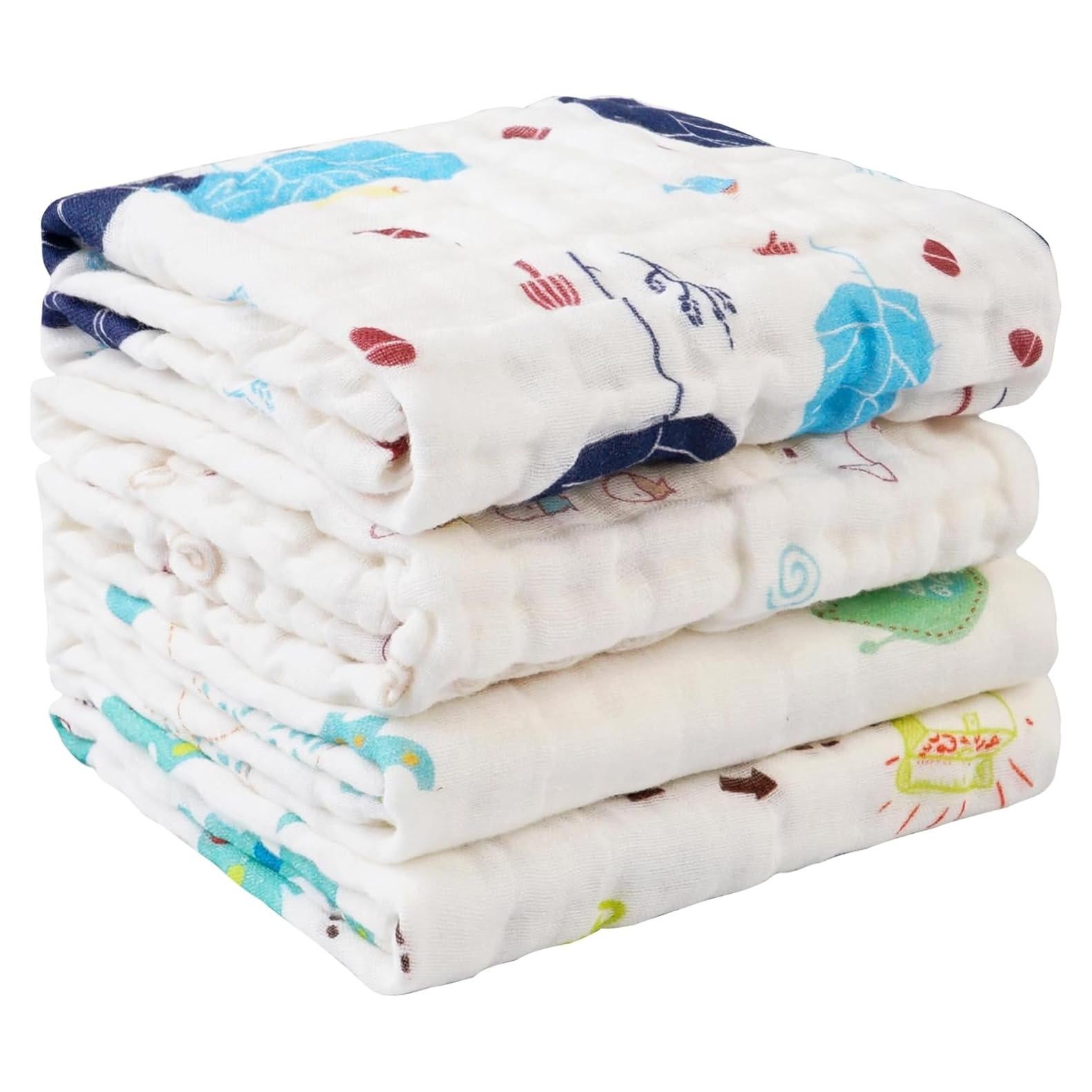 Pañales de Muselina Viviland 100% Algodón 4 Piezas Elefante y Ballena