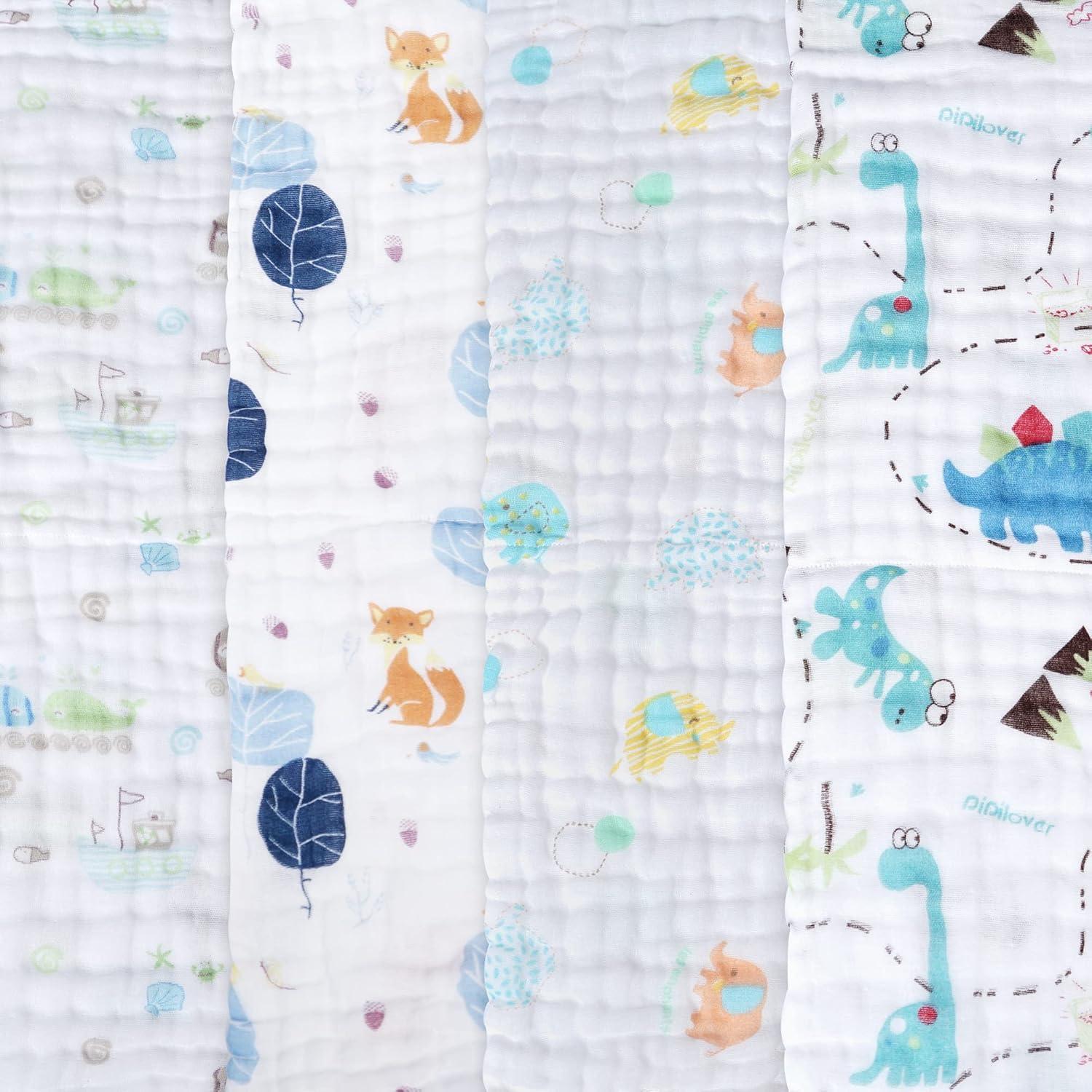 Pañales de Muselina Viviland 100% Algodón 4 Piezas Elefante y Ballena