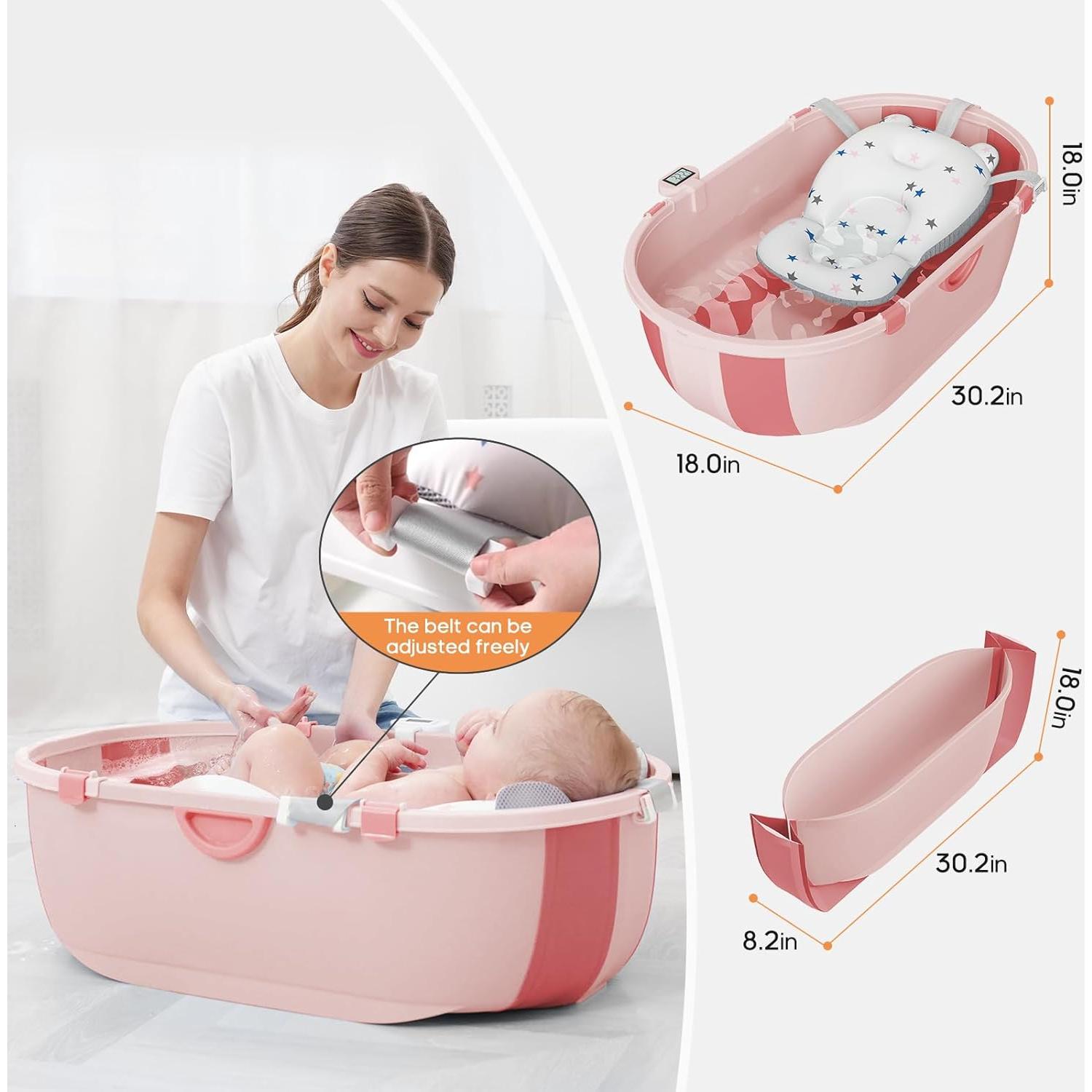 Bañera Plegable Joyingbaby para Bebés 0-6 Años con Cojín y Termómetro