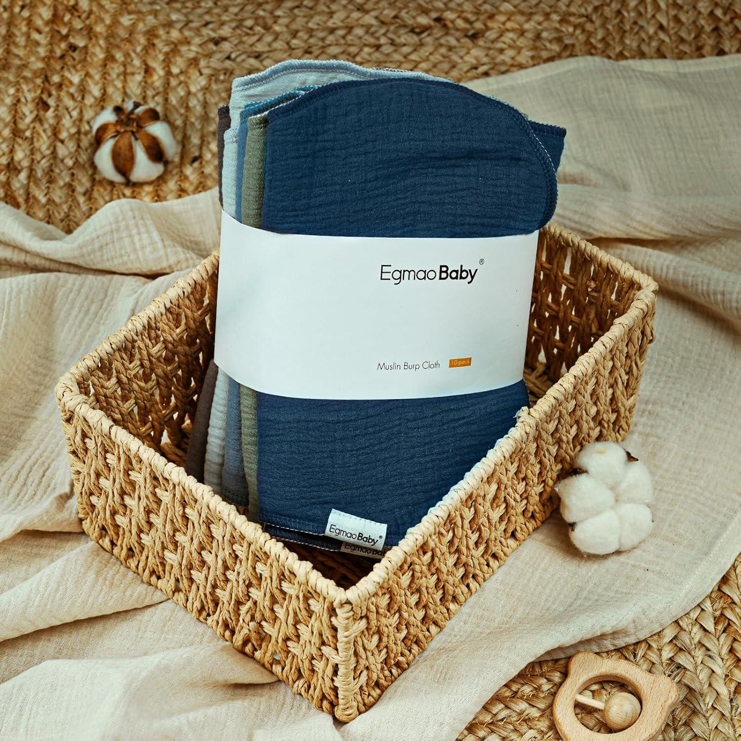 Paños de Eructo Muselina Orgánica Egmao Baby 10 Piezas