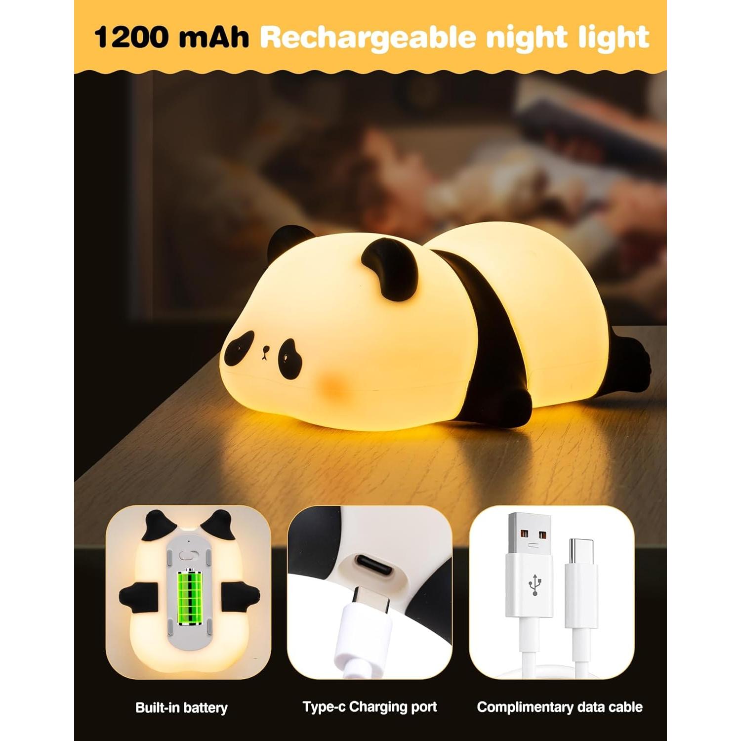 Luz Nocturna Panda Recolte LED Recargable 3 Niveles 259g
