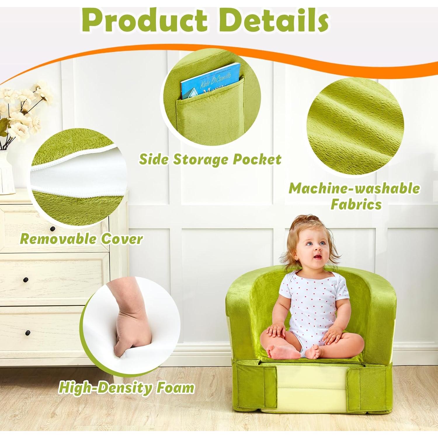 Cama de Viaje Plegable para Niños Pequeños - Sofá Verde