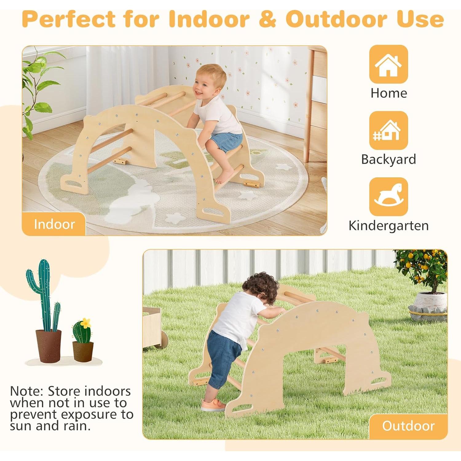 Arco de Escalada de Madera HONEY JOY 90.2x50.8x48.3 cm