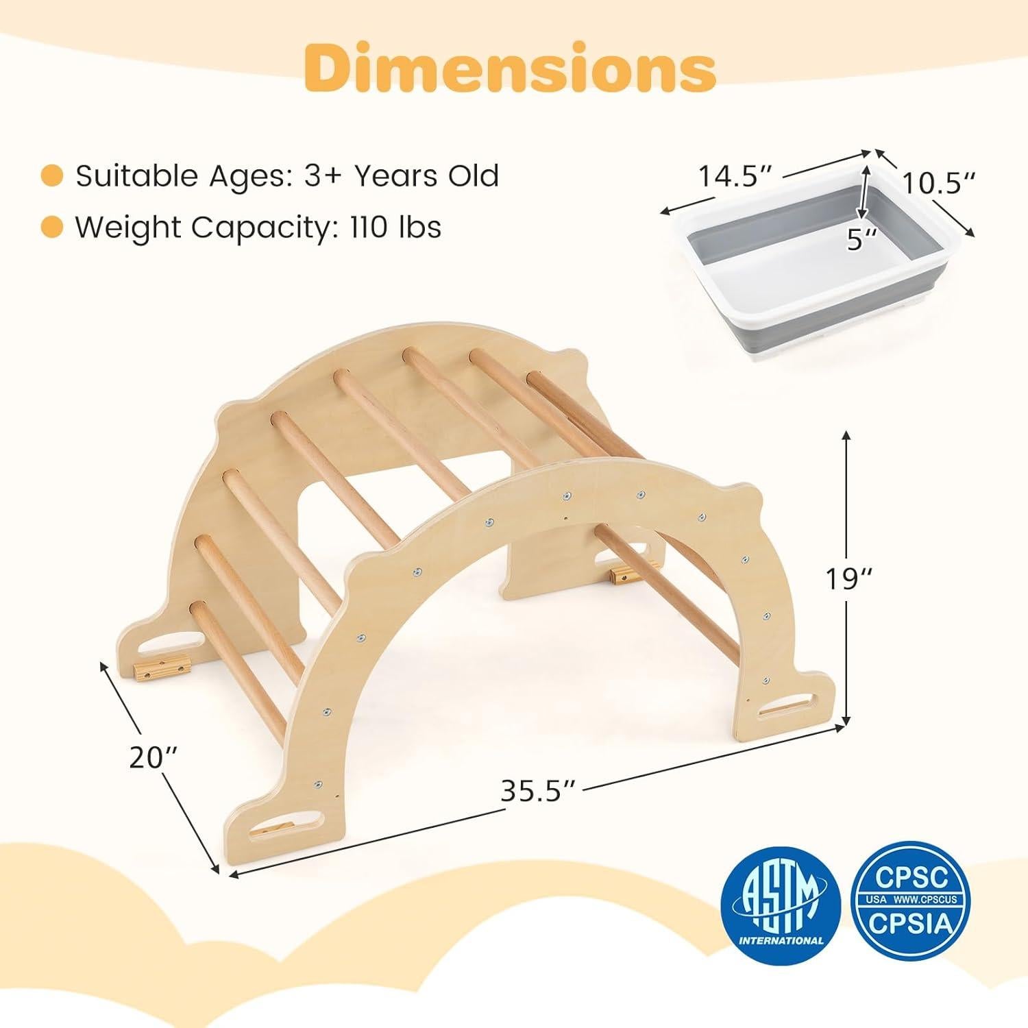 Arco de Escalada de Madera HONEY JOY 90.2x50.8x48.3 cm