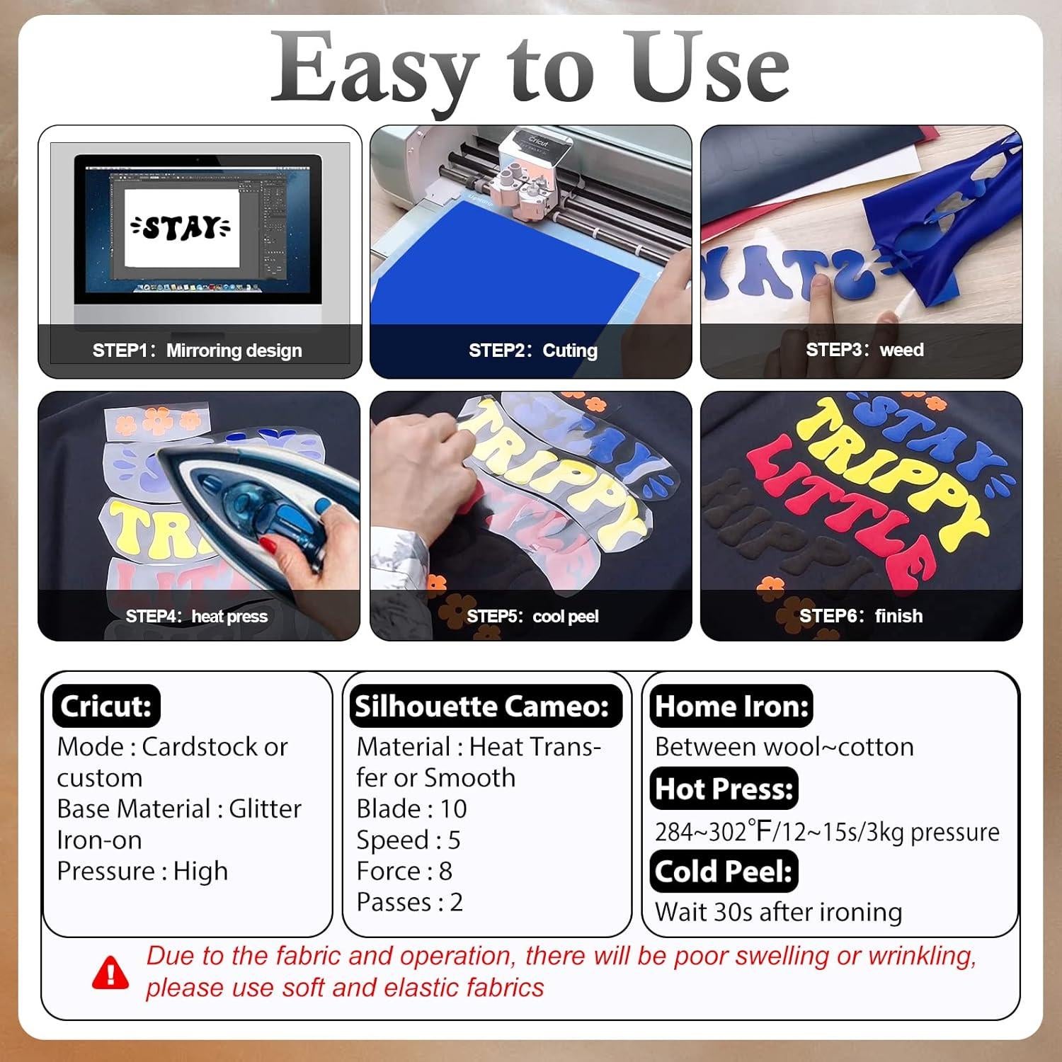 Vinilo Puff Transferencia de Calor Heflashor 11 Colores 30x25 cm