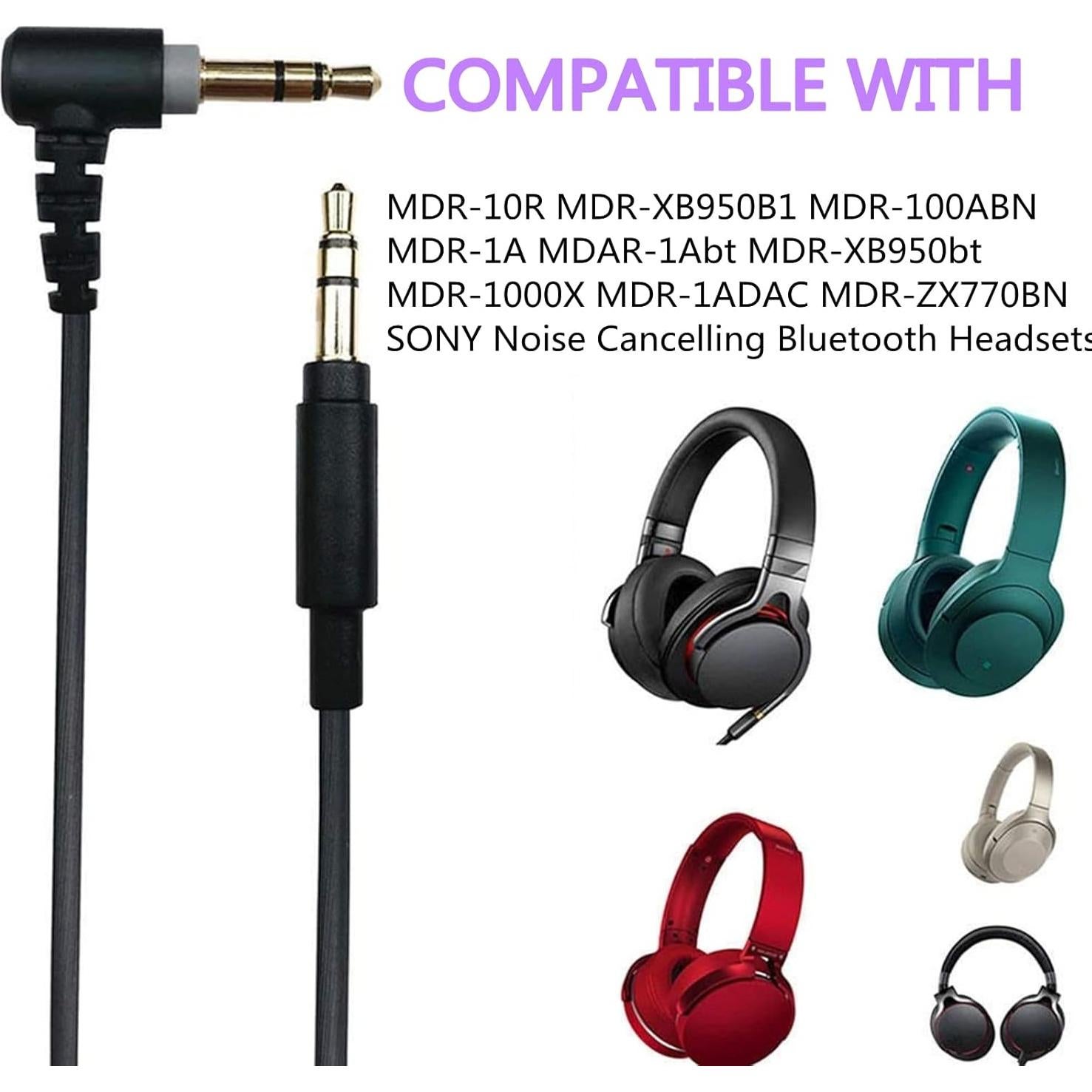Cable de Reemplazo para Auriculares Sony 120cm Negro