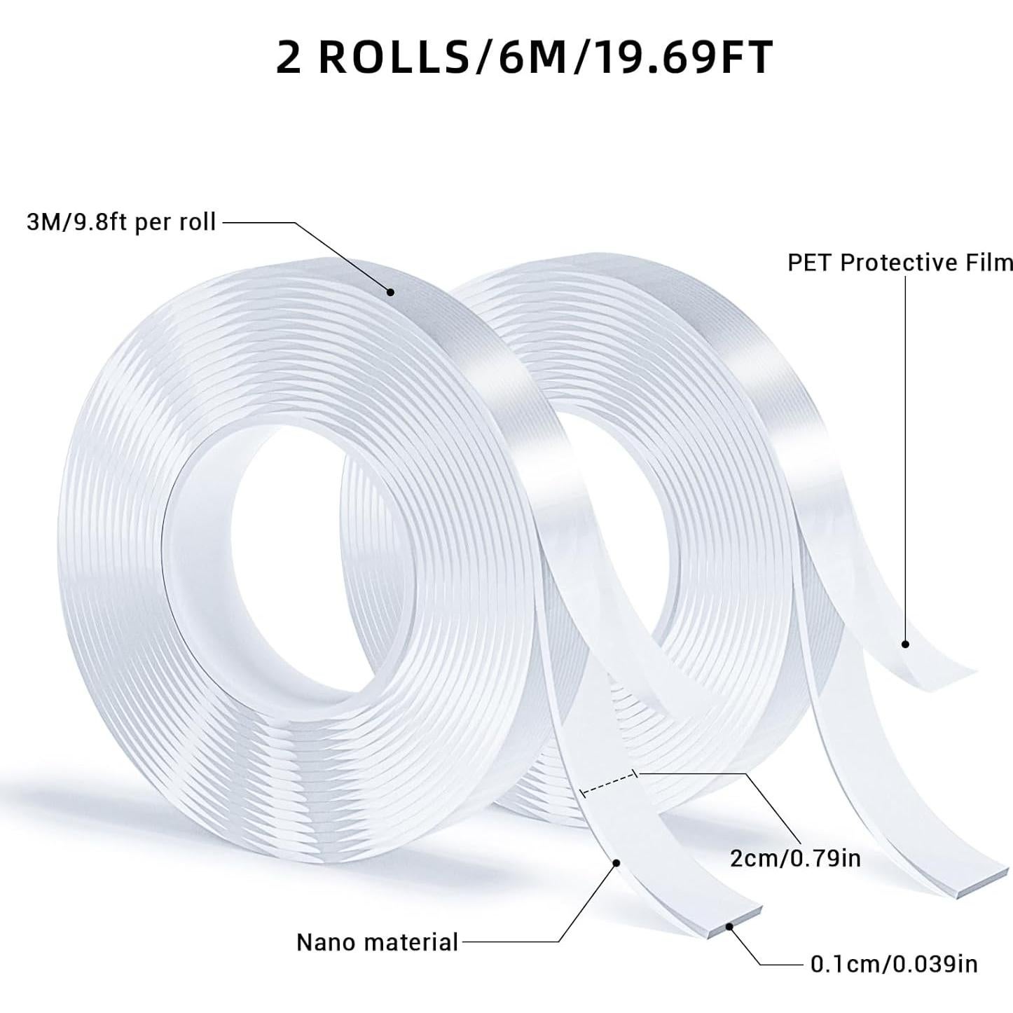 Cinta Adhesiva Doble Cara SUTOUG 6m Transparente Reutilizable
