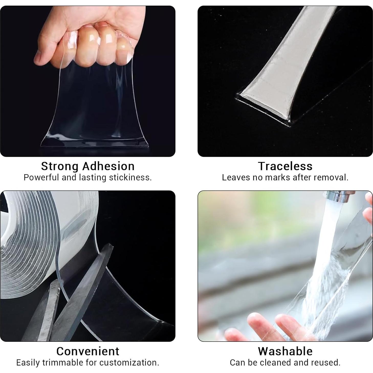 Cinta Adhesiva Doble Cara SUTOUG 6m Transparente Reutilizable