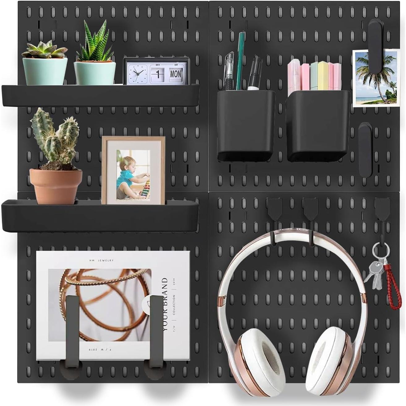 Organizador de Pared Pegboard EVDBOBO - 25 Piezas, Negro