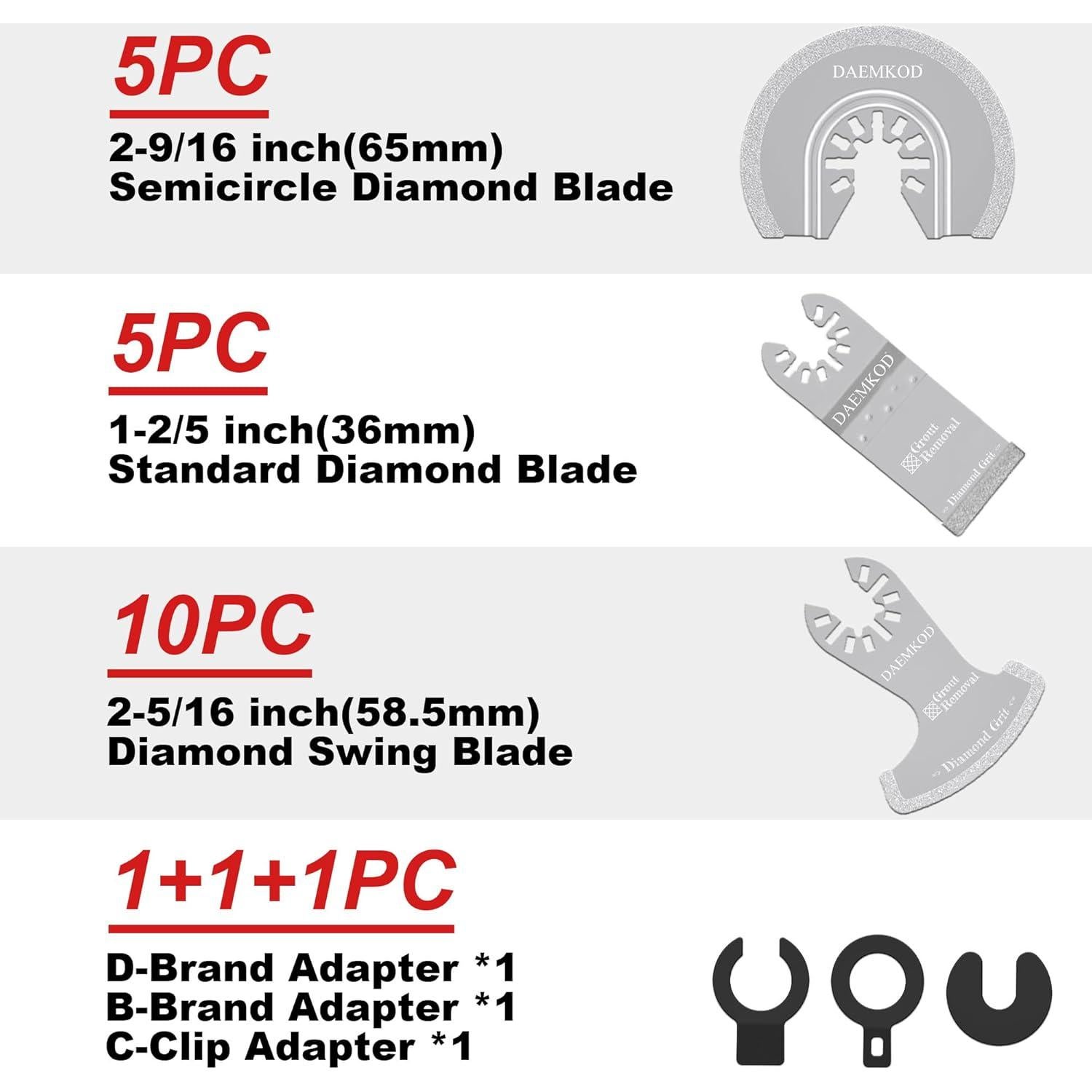 Paquete de 20 Hojas de Sierra Oscilante de Diamante DAEMKOD