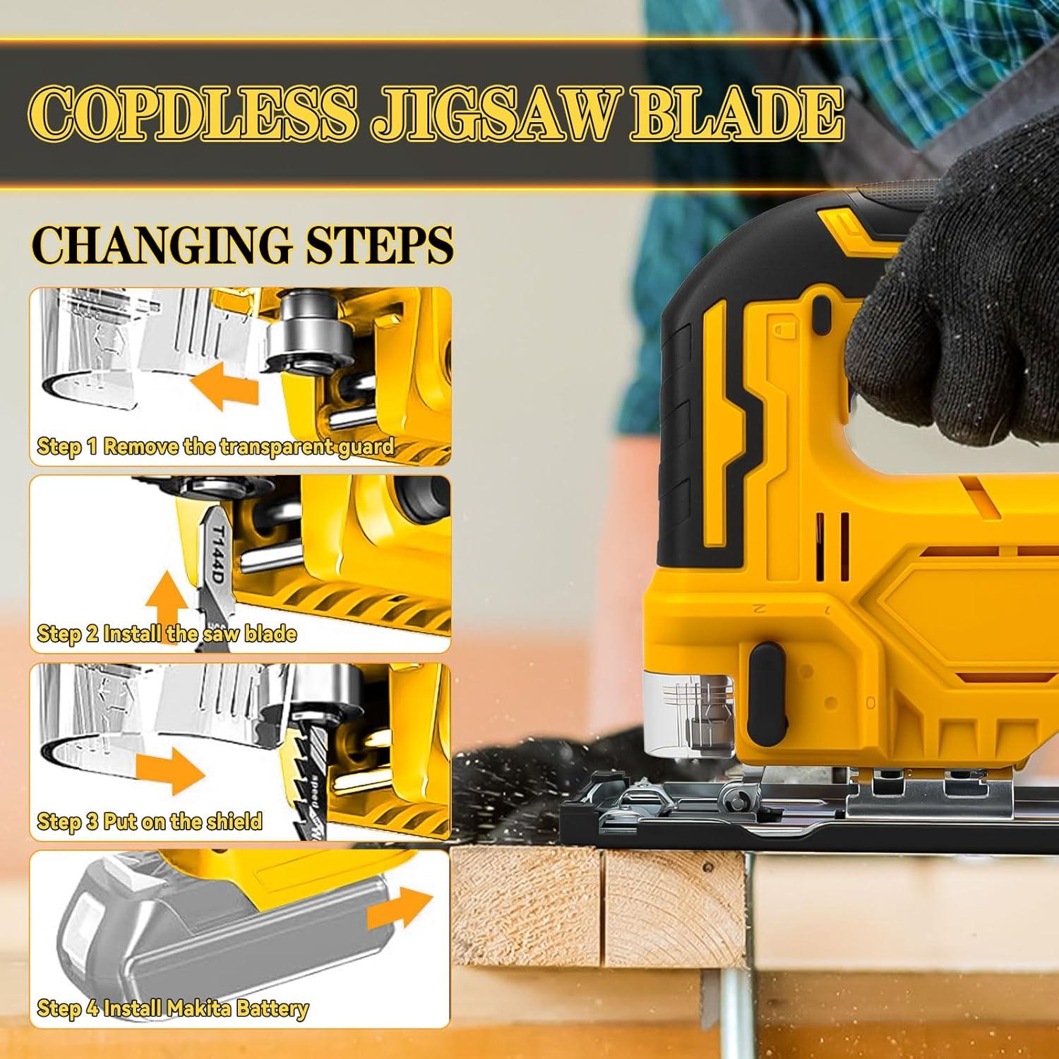 Sierra de calar inalámbrica Dewalt 20V 400W 2700RPM con 6 hojas