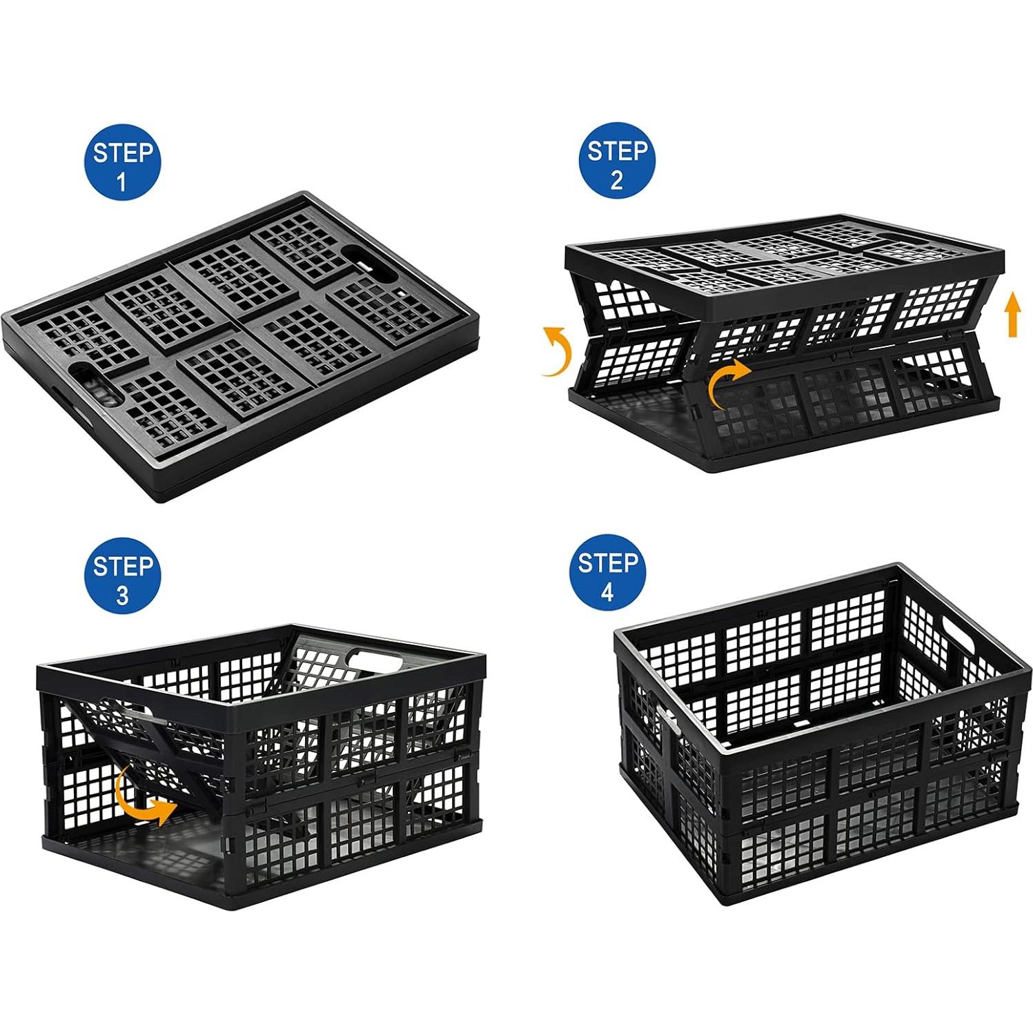 Cajas de Almacenamiento Plegables Esliter 34L - Paquete de 3 Negro