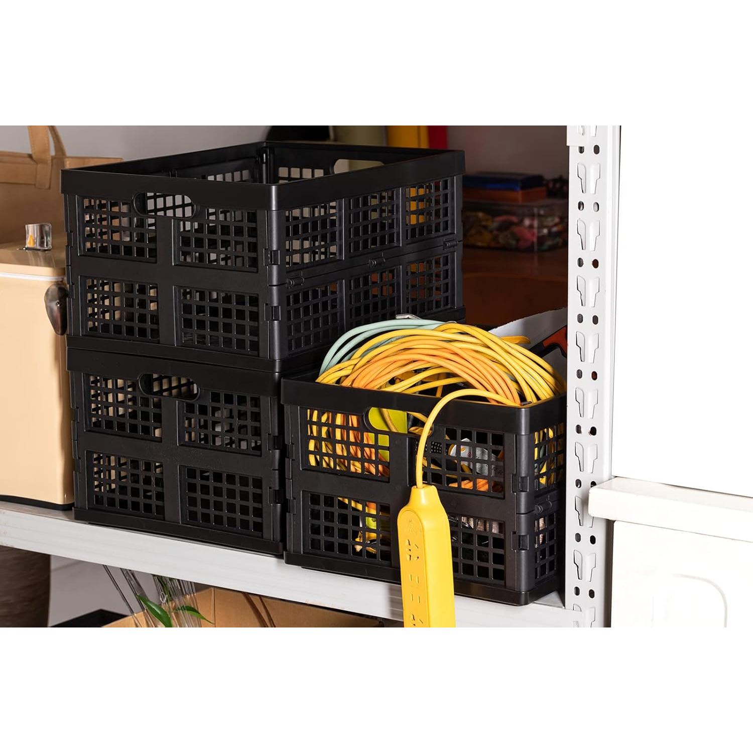 Cajas de Almacenamiento Plegables Esliter 34L - Paquete de 3 Negro