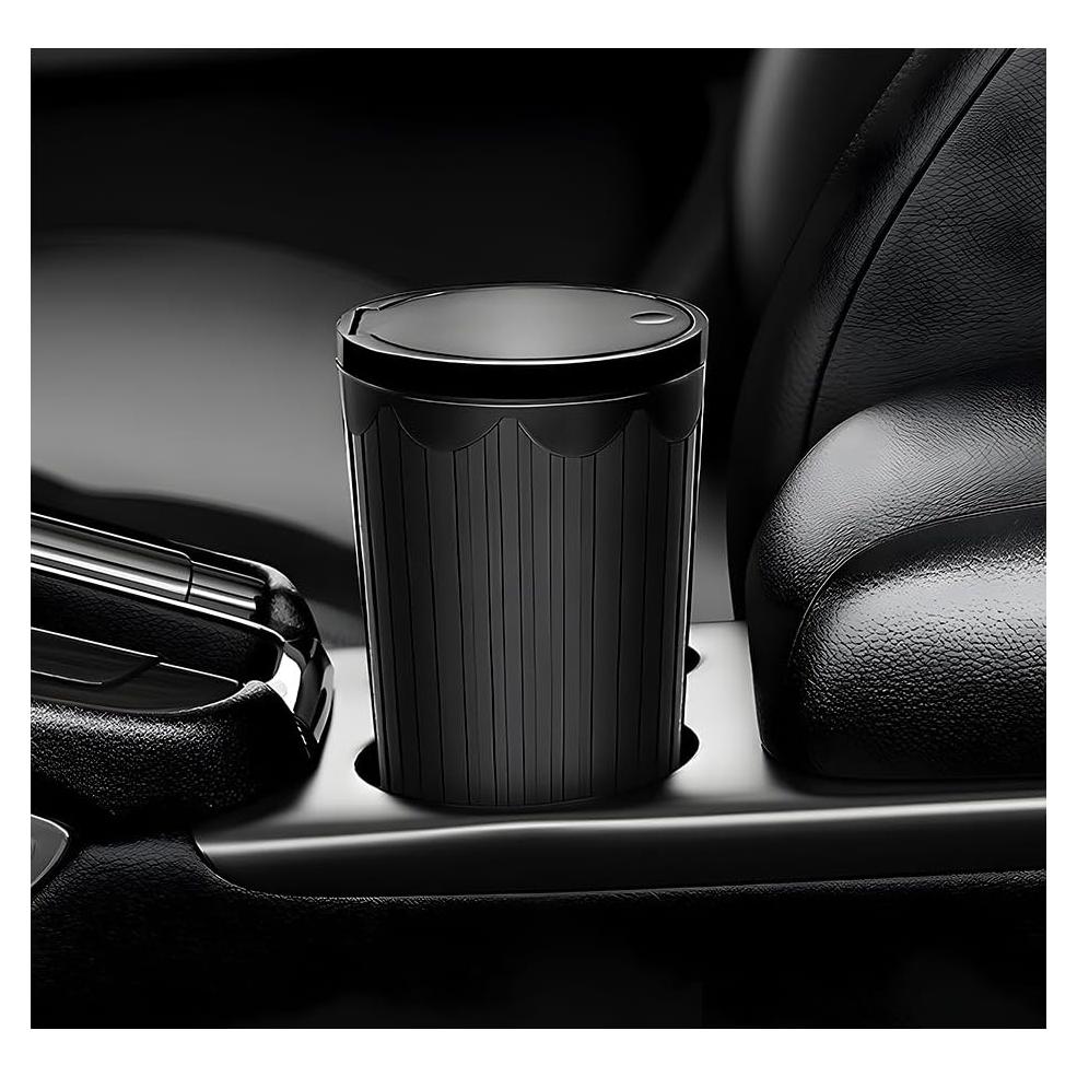 Basurero de coche Gasedin con tapa, plástico ABS, negro