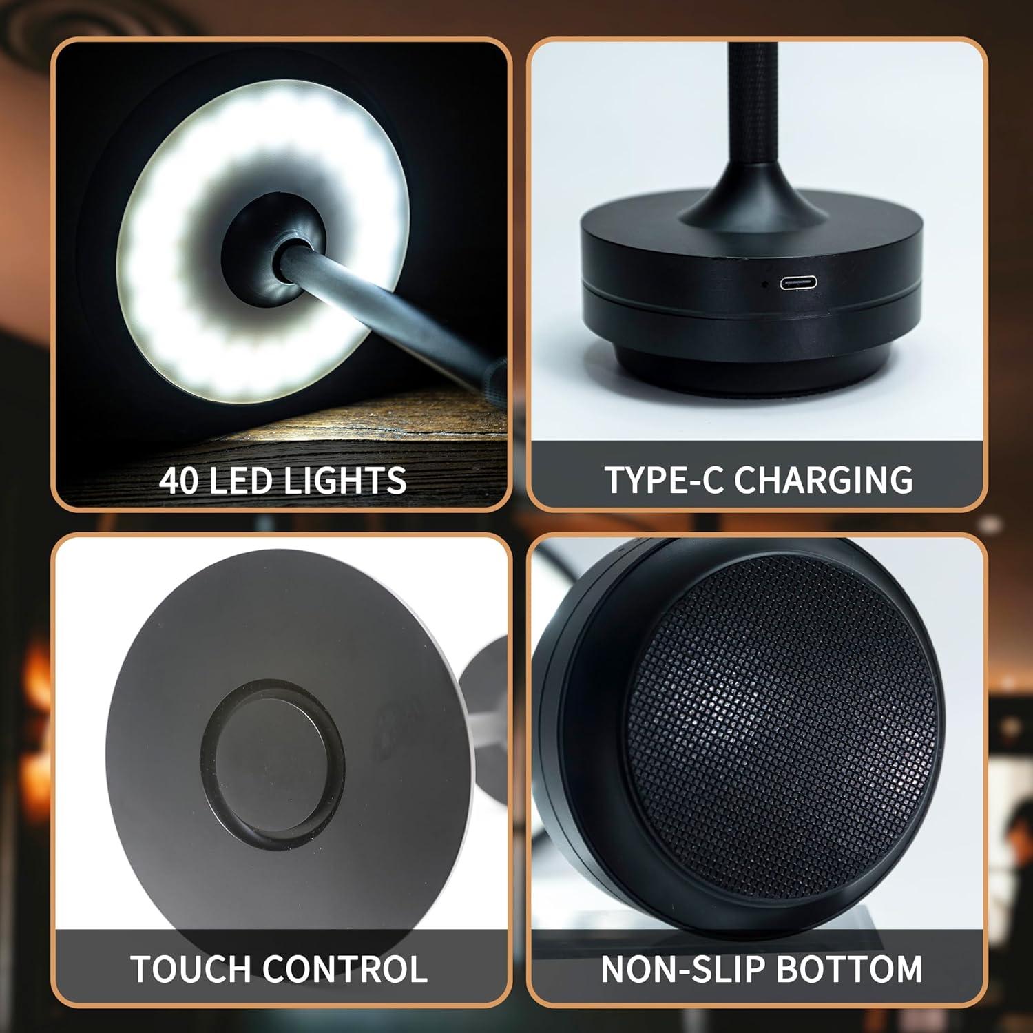 Lámpara de Mesa Inalámbrica LUSHARBOR 5200mAh Táctil 3 Colores