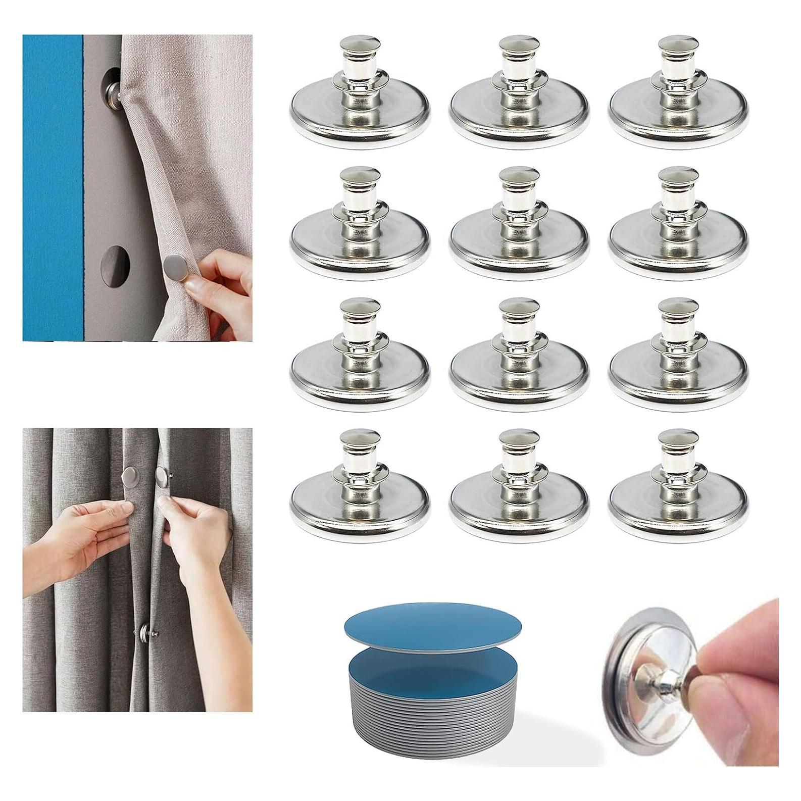 Cierre Magnético para Cortinas MLAPIS - 12 Clips de Zinc