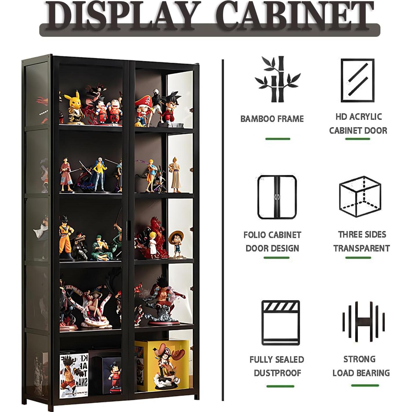 Gabinete de Exhibición de Bambú qeknxks 5 Niveles 81.8x162.1cm