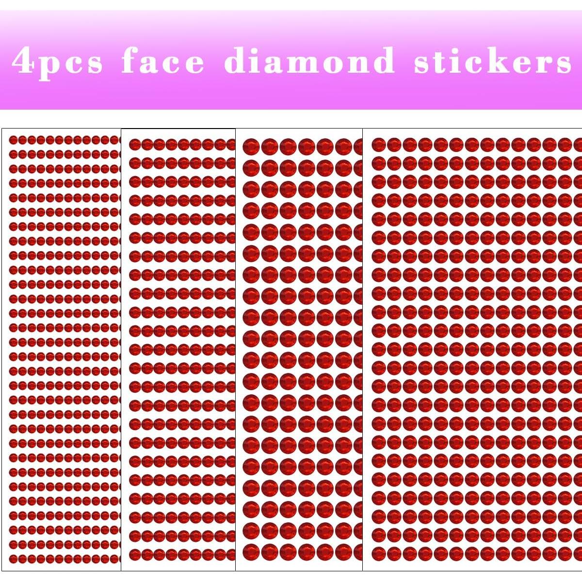 Stickers de Rhinestone Autoadhesivos Jacnkb 1799 Pcs Rojo