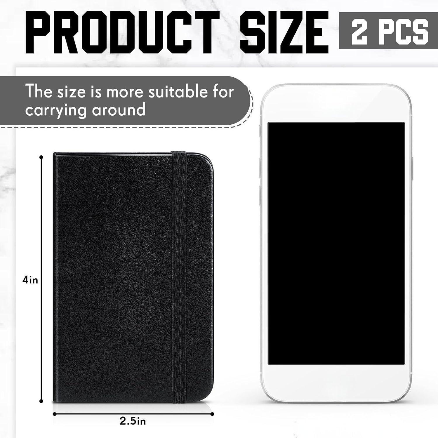 2 Cuadernos de Piel Dura Negro Qeeenar 10 x 6.5 cm 50 Hojas