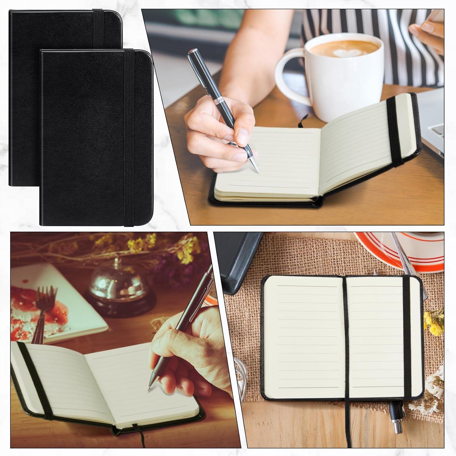 2 Cuadernos de Piel Dura Negro Qeeenar 10 x 6.5 cm 50 Hojas