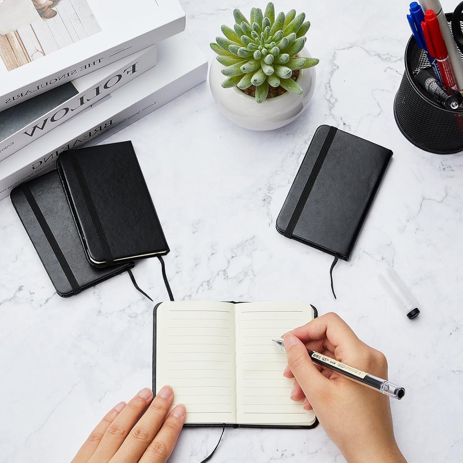 2 Cuadernos de Piel Dura Negro Qeeenar 10 x 6.5 cm 50 Hojas