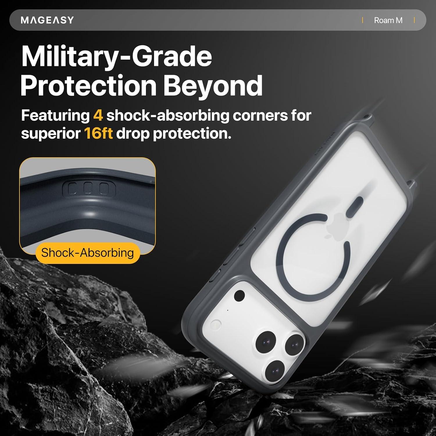 Funda MAGEASY para iPhone 17 6.3" Transparente con Correa