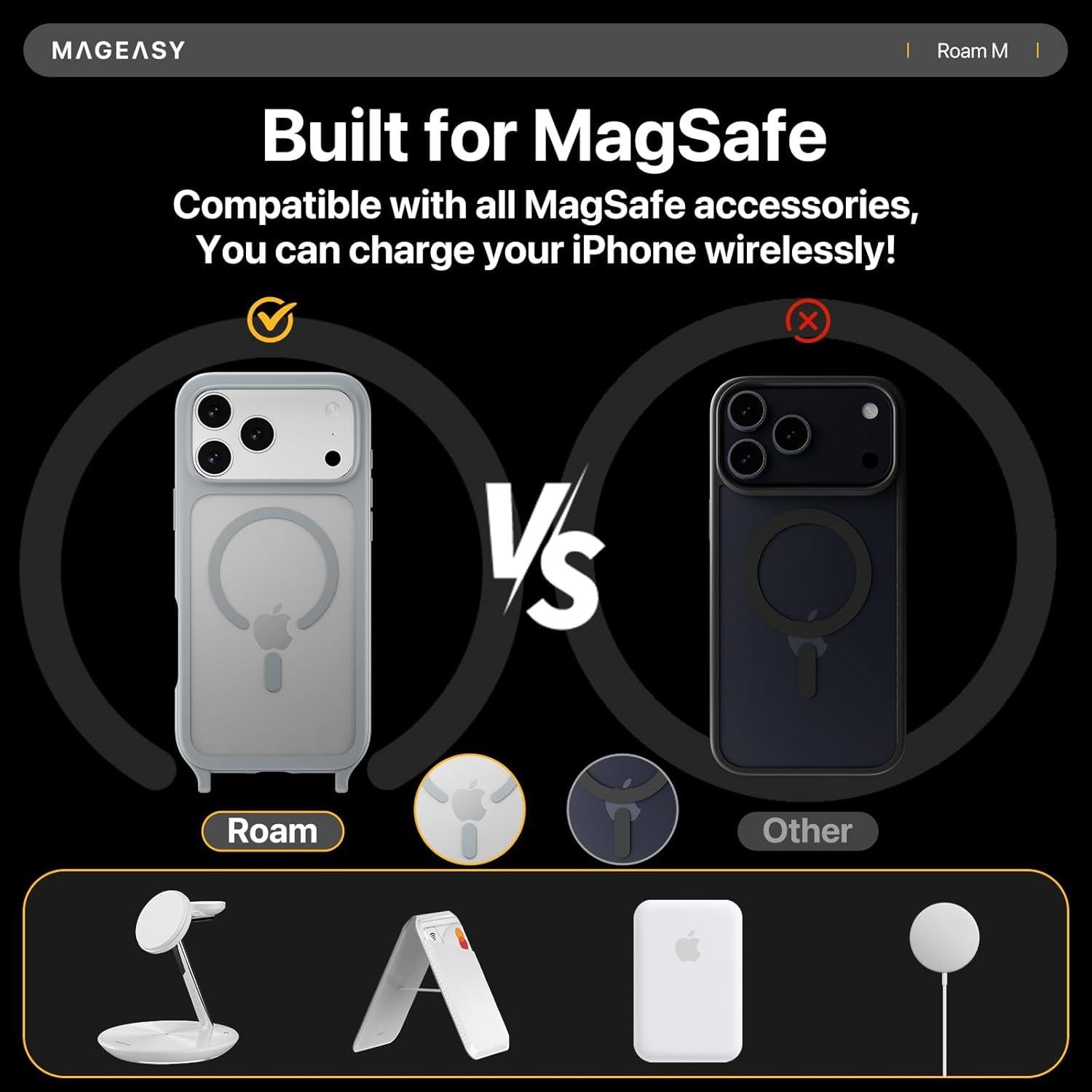 Funda MAGEASY para iPhone 17 6.3" Transparente con Correa