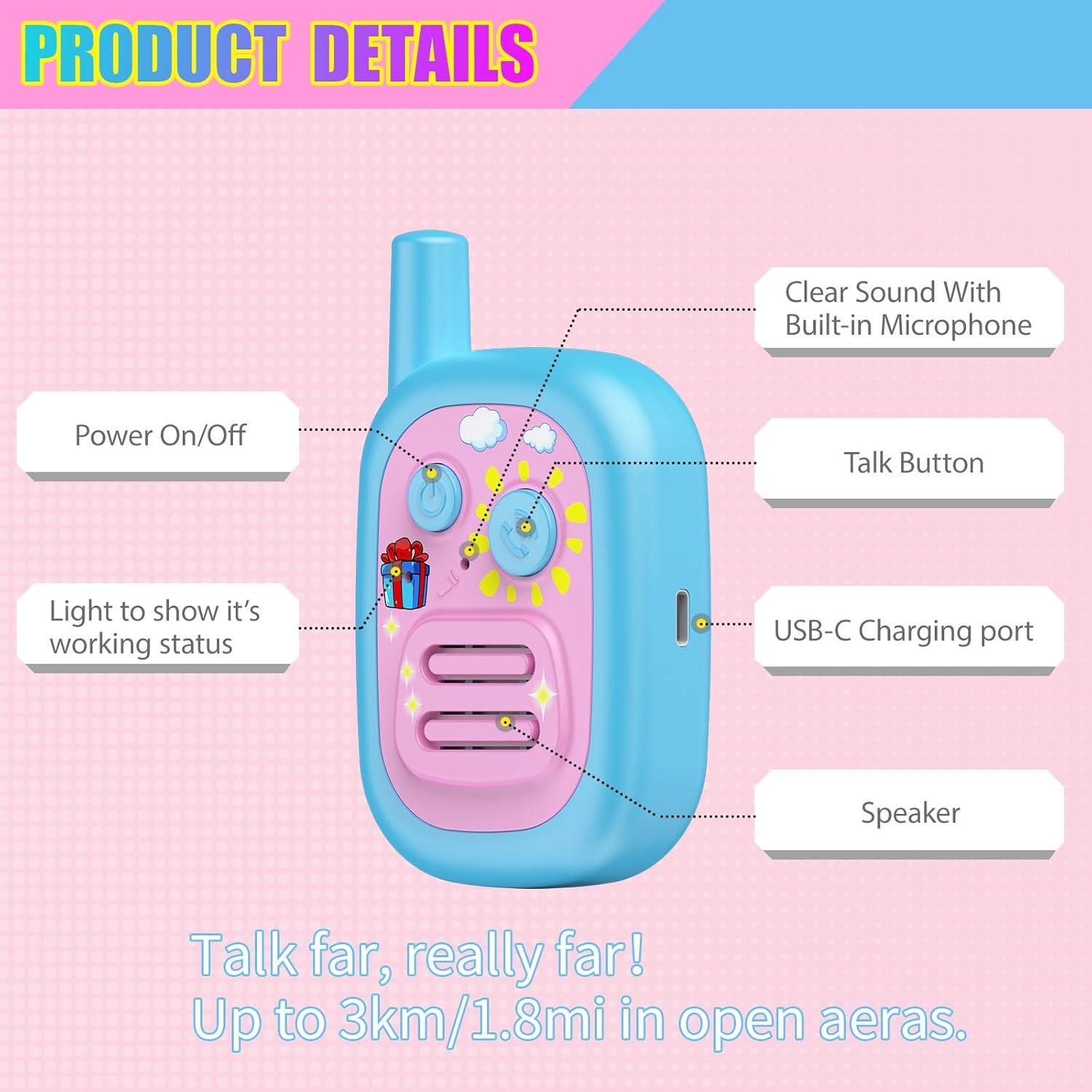 Walkie Talkies Recargables para Niños WITPAW 3 KM Azul