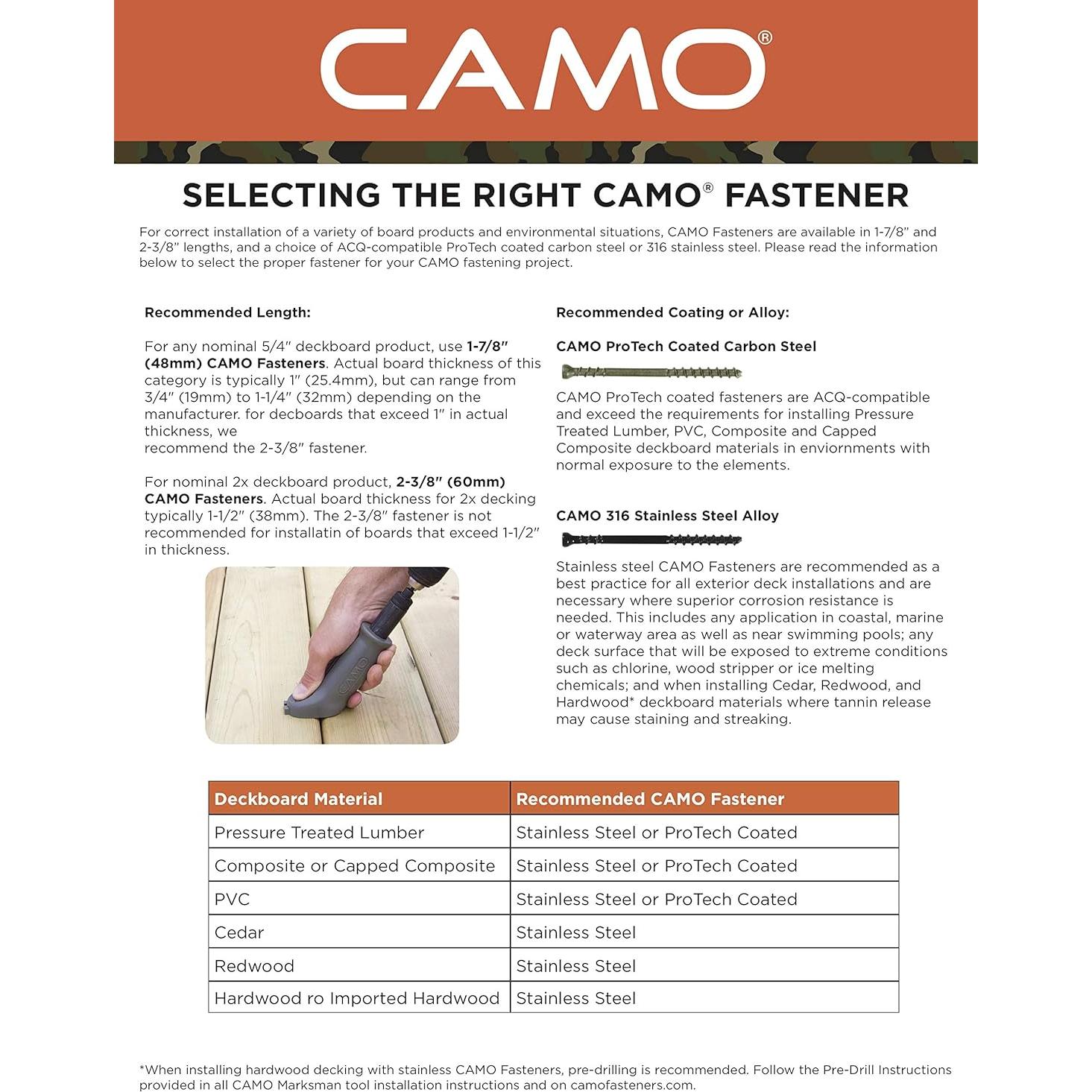 Tornillos para Deck Camo Edge Acero Inoxidable 316 (700 unidades)