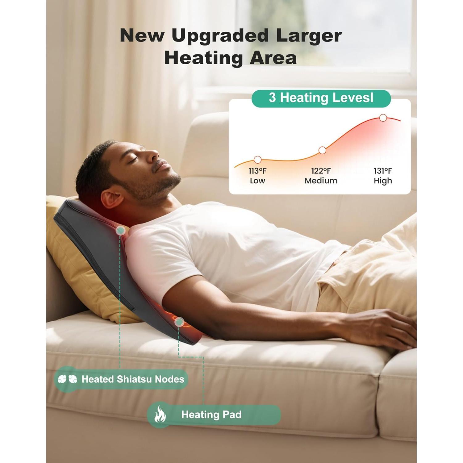 Masajeador de Cuello Shiatsu Snailax SL-128C-2 Inalámbrico con Calor