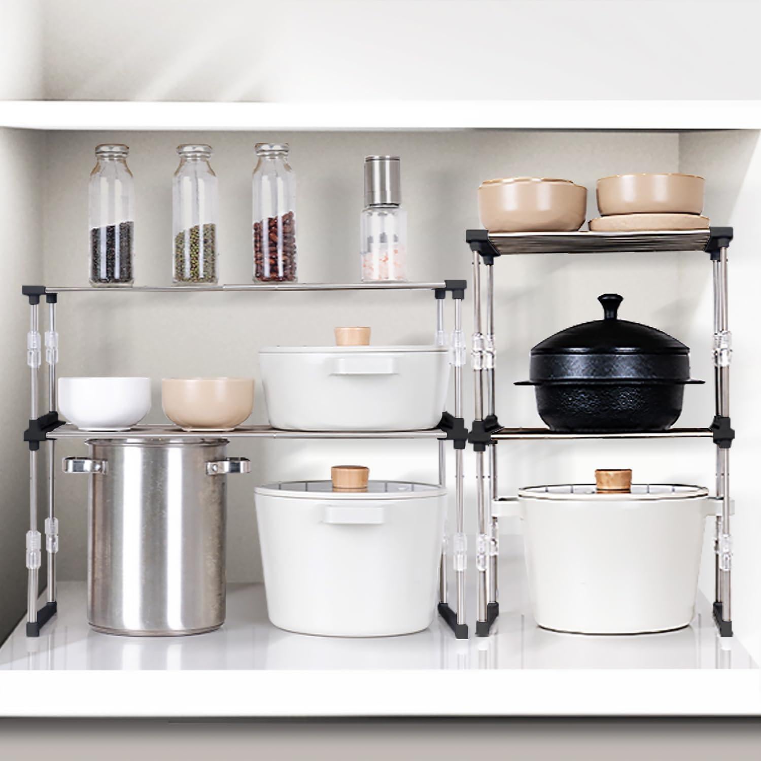 Organizador de Gabinete Expandible Carrotez Ajustable Negro 30-50 cm