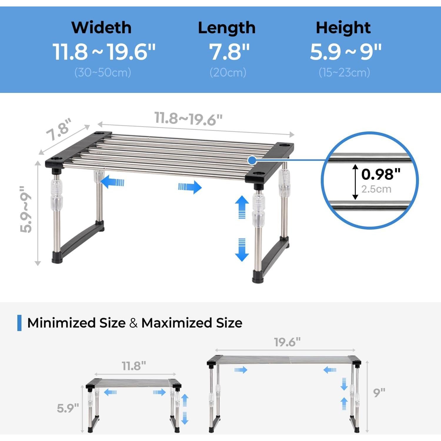Organizador de Gabinete Expandible Carrotez Ajustable Negro 30-50 cm