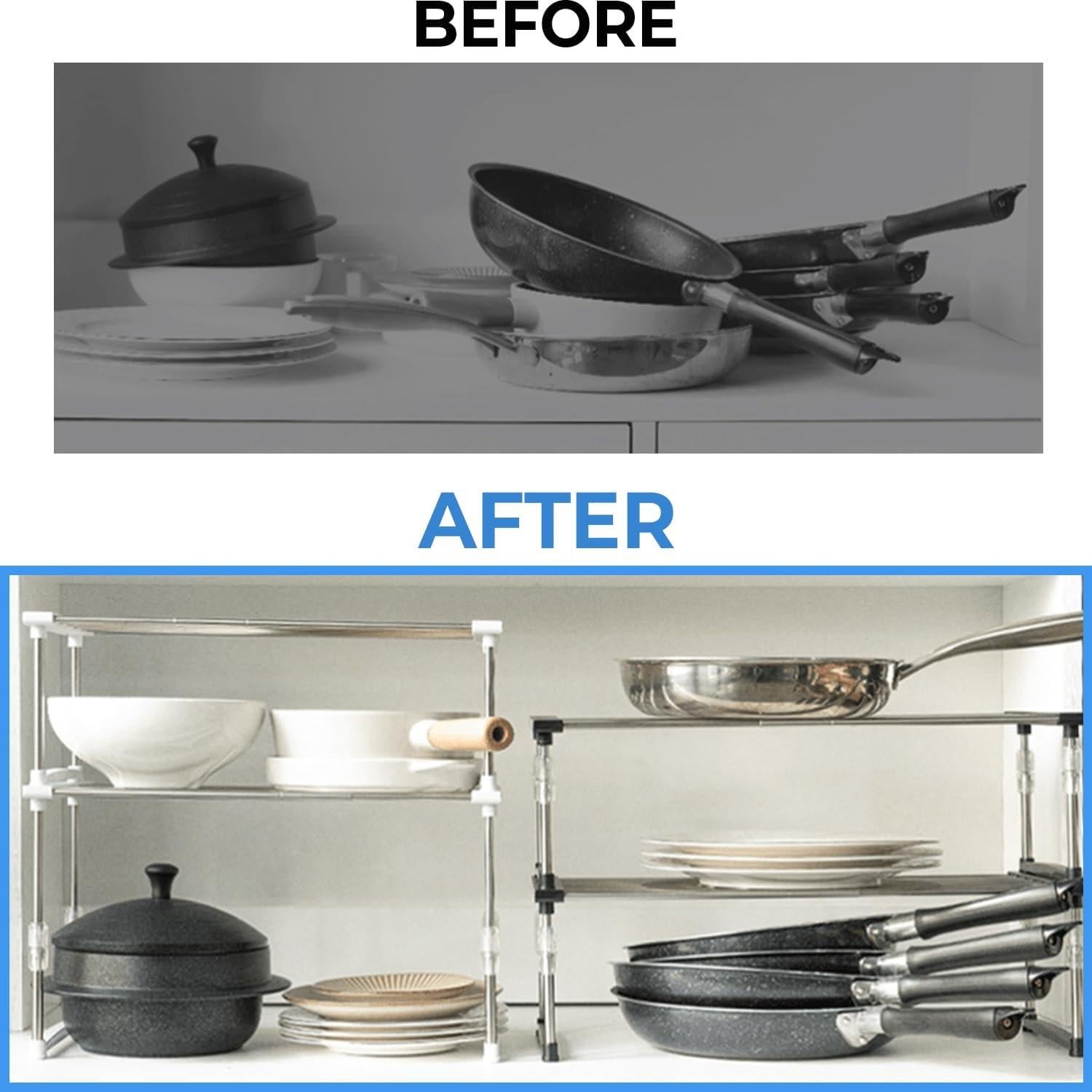 Organizador de Gabinete Expandible Carrotez Ajustable Negro 30-50 cm