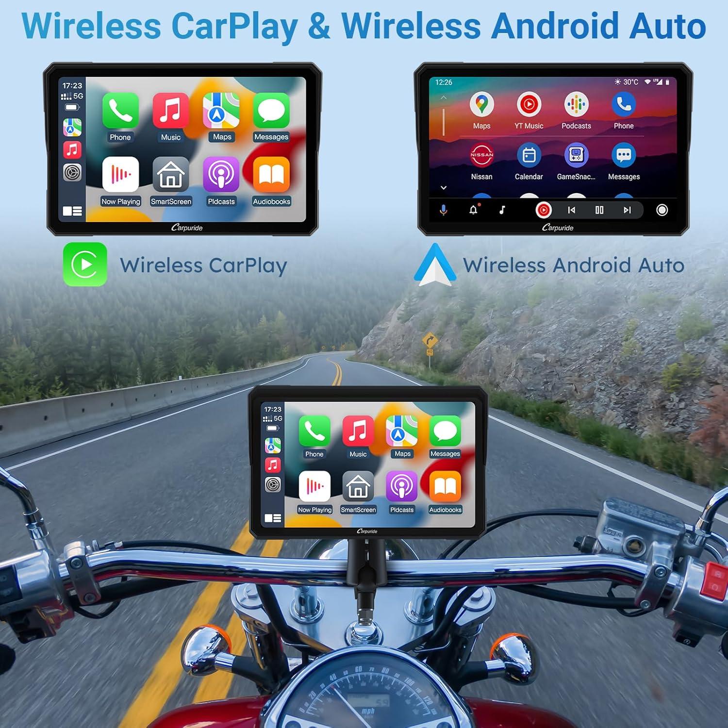 Pantalla GPS Carpuride W702 para Motocicleta 7" Táctil IP67