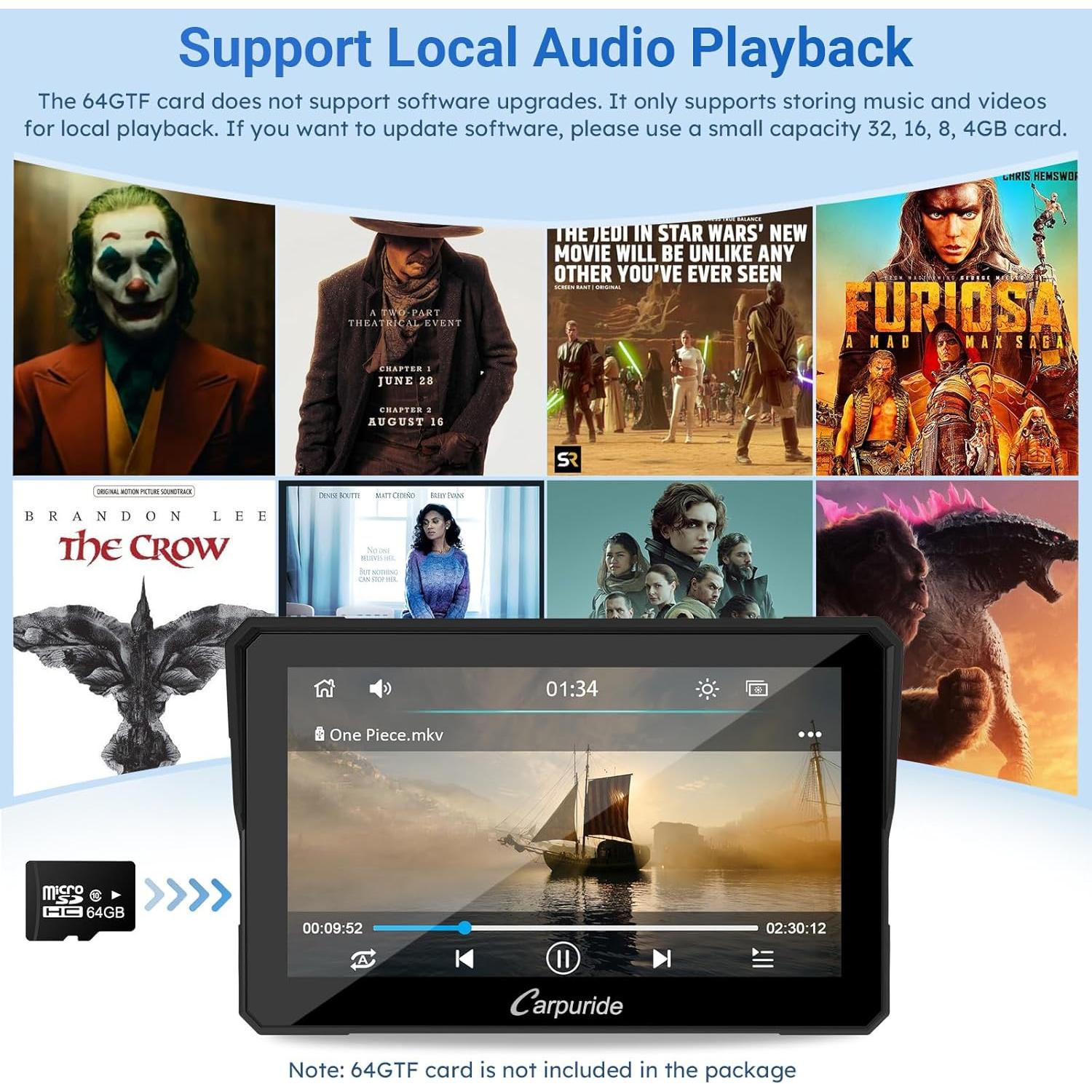 Pantalla GPS Carpuride W702 para Motocicleta 7" Táctil IP67