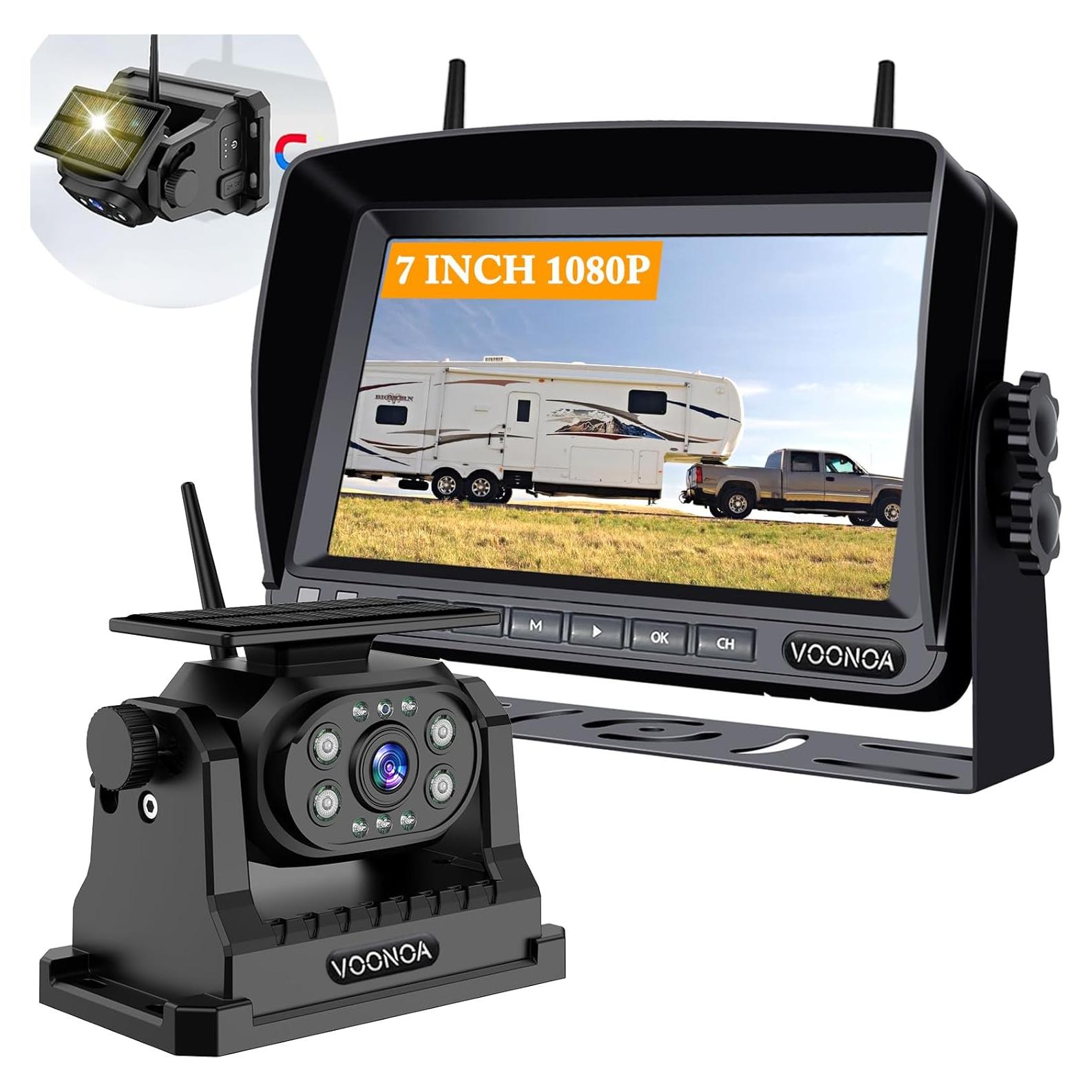 Cámara de Respaldo Inalámbrica VOONOA 1080P Solar 7" Negra