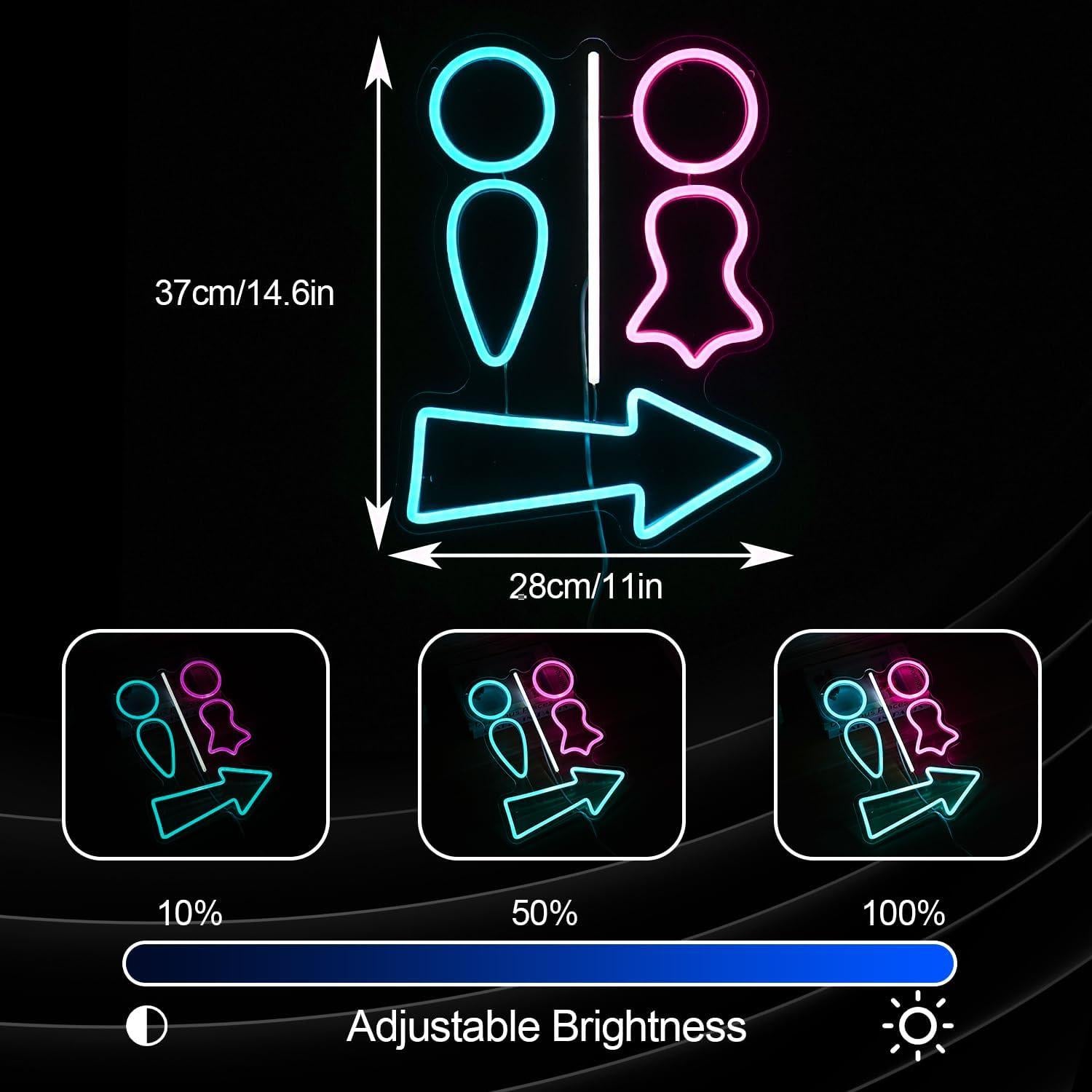 Cartel Neón de Baño LED Regulable BNEMCEZH 37x28 cm USB