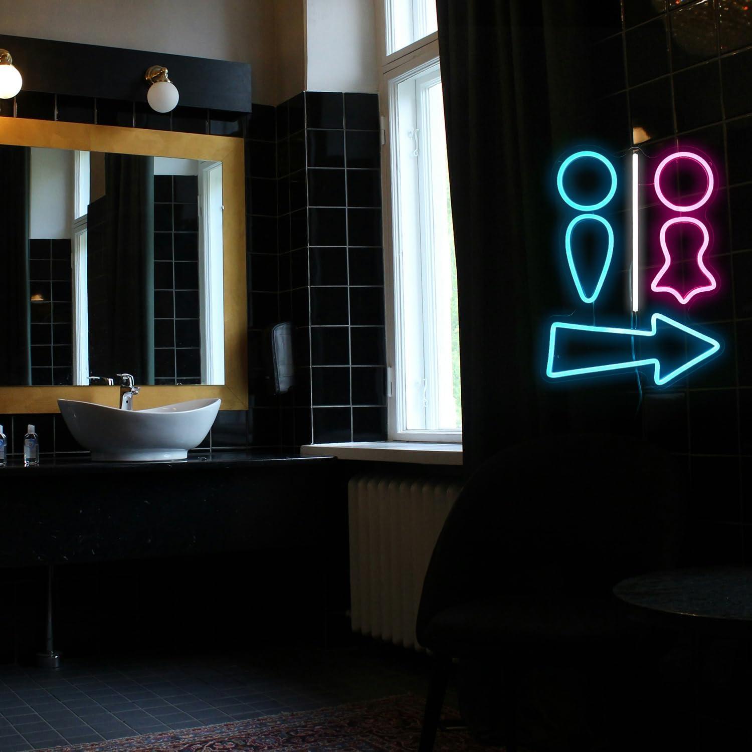 Cartel Neón de Baño LED Regulable BNEMCEZH 37x28 cm USB