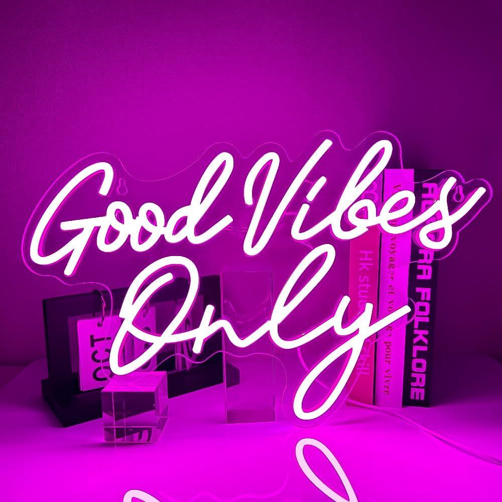 Señal de Neón LED RuCvixkt Solo Buenas Vibras 42.4x26.4cm